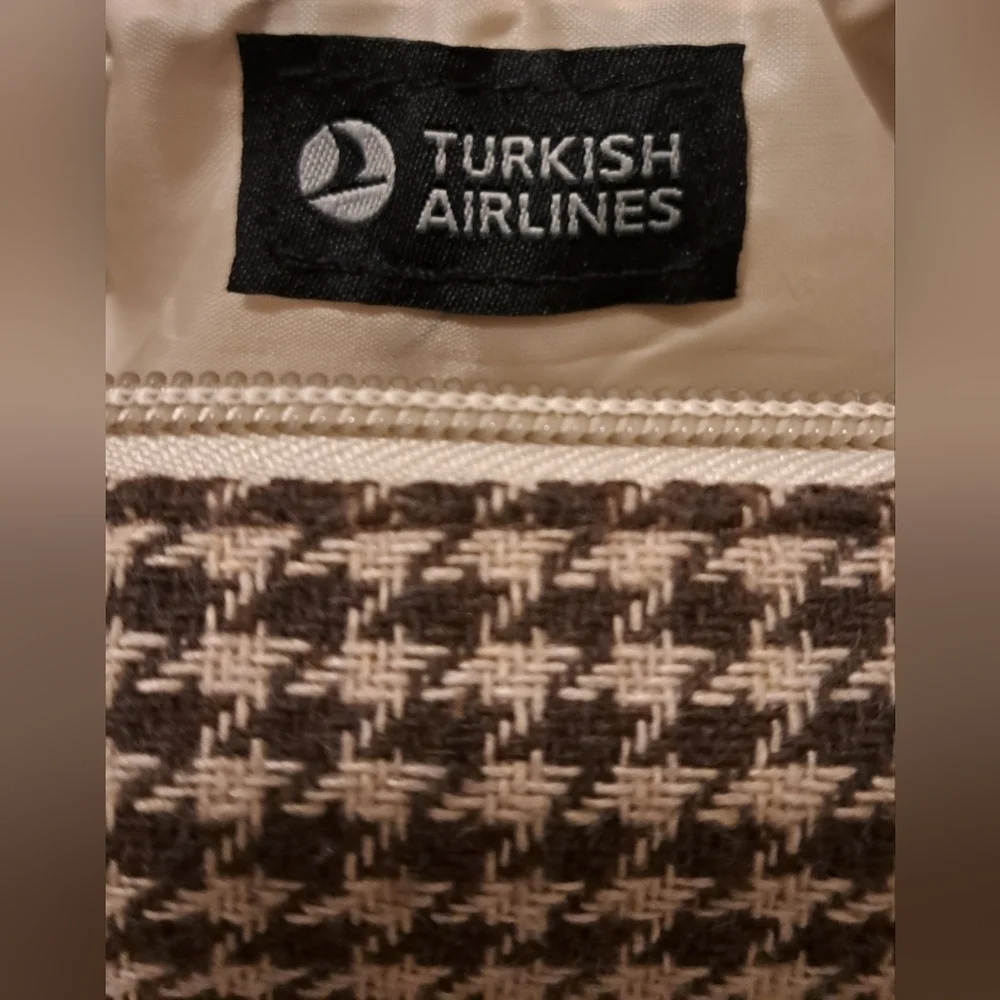 EUC Hackett London Turkish Airline Houndstooth Cosmetic Makeup Travel Pouch Bag